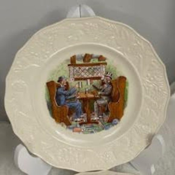 Set of 4 Fondeville Ambassador Plates, Luncheon/Salad Plates  "English Toasting" - Picture 8 of 13